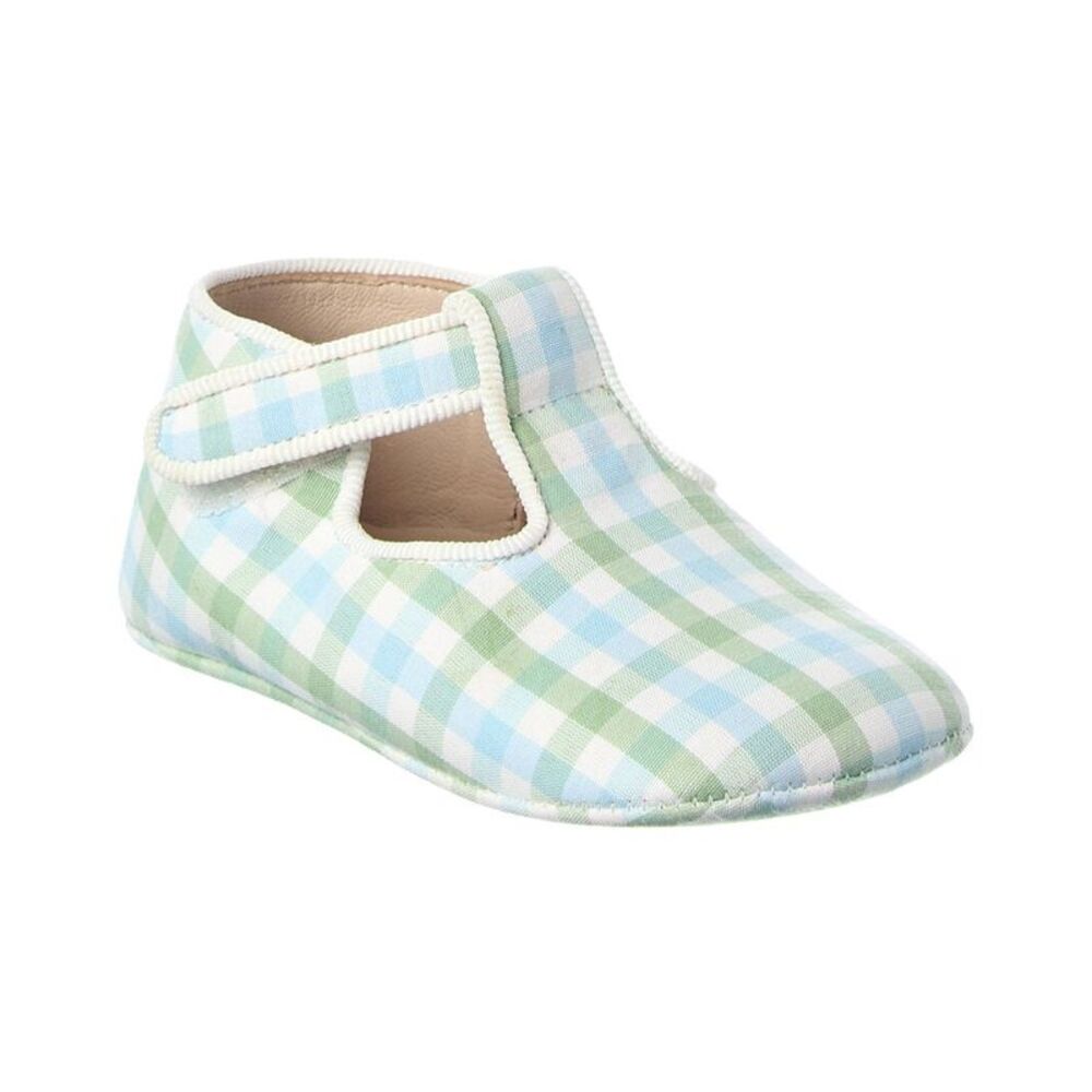 Pepa London Maxwell Gingham T-Bar Pram Shoe, Green